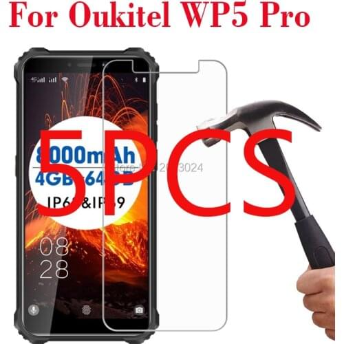 5PCS For Oukitel WP5 Pro Tempered Glass Protective ON WP5Pro 5.5" Screen Protector Film Phone Cover Guard Shield