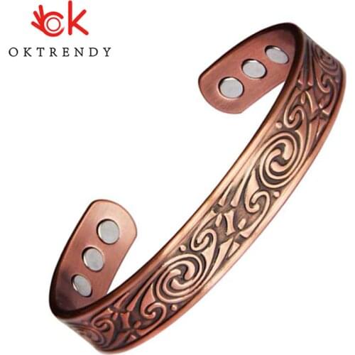 Oktrendy Jewelry Pure Copper Bio Magnetic Bracelet Bangles Men Women Open Cuff Relief Arthritis Rheumatism For Health
