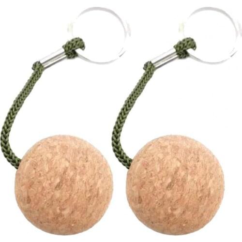 2pieces of wooden keychain lightweight and portable creative cork ball keychain household floating buoy keychain home decoration
