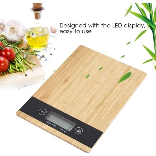Digital Multi-function Food Kitchen Scale Bamboo LED Display Electric Kitchen Weighing Food Scale