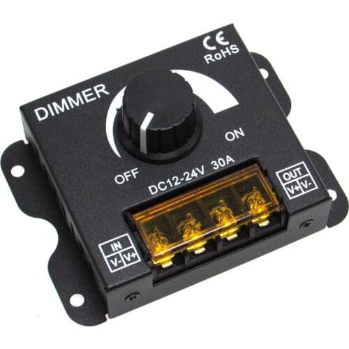 DC 12V 24V LED Dimmer Switch 30A 360W Voltage Regulator Adjustable Controller For LED Strip Light Lamp LED Dimming Dimmers