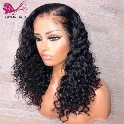 EAYON Deep Curly Short Bob Wig 150% Density Glueless 13x6 Lace Front Human Hair Wigs Pre Plucked Bleached Knots Remy Brazilian