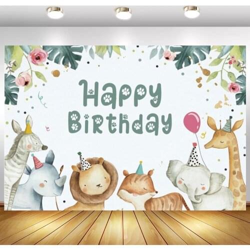 Cartoon Safari Jungle Animals Baby Shower Birthday Wild One Party Decorations Photography Backdrops Customize Background