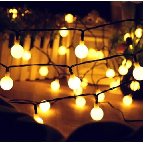 Solar Globe String Lights 5m 10m 22m White Ball Christmas Decoration Light Patio Lights Decor for Xmas Tree Garden Home Wedding