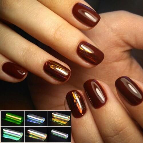 6 Pieces Holographic DIY Nail Art Broken Glass Foil Finger Stencil Decal Sticker 6 Colors Nail Art Mirror Manicure Tool