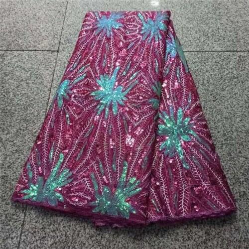 Hot Sale Sequin Lace Fabrics African Lace Fabric High Quality Nigeria French Tulle Mesh Lace Fabric for Bridal Material