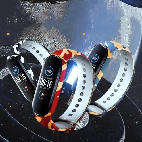 Camouflage Bracelet For Xiaomi Mi Band 5 4 3 Strap silicone Wristband for Mi band 6 silicone Watch Band Smart Replacement belt