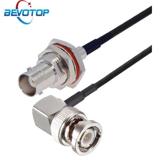 Elbow BNC Male 90 Degree Plug to Waterproof BNC Female Bulkhead Jack 50 Ohm RG174 Cable RF Coaxial Extension Cord Jumper Pigtail