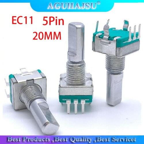 10pcs Half axis rotary encoder,handle length 20mm code switch / EC11 / digital potentiometer with switch 5Pin