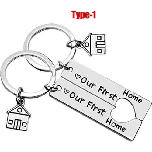 2pcs Simple Keychain Bag Unisex Letter Color Zinc Alloy Key Chain Pendant Accessories Man Our First Home Key Holder