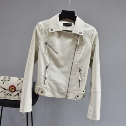 2021 Women Autumn Pu Faux Soft Leather Motorcycle Zipper Jacket Female Turndown Collar Slim Biker Coats Basic Streetwear Casaco