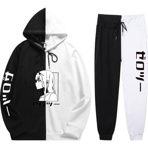 Summer Mens woman 2 Pieces Sets Anime Zero TWO Beautiful G Print Patchwork Thin Hoodie+PatchworkPants The Sharingan Sweatshirt