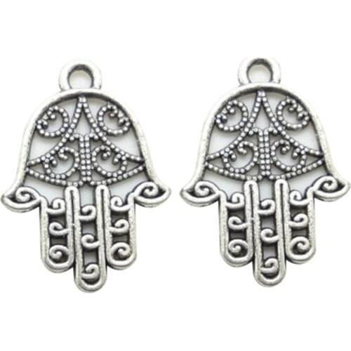 HOT SALES！！！New Arrival 10 Pcs Antique Hamsa Hand of Fatima Lucky Necklace Anklet DIY Jewelry Accessory