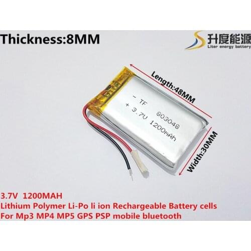 Liter energy battery 803048 3.7V 1200MAH lithium polymer battery 803050 GPS navigator game sound