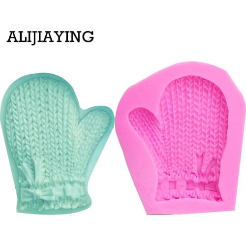 M0084 Christmas Glove Shape Wool texture Chocolate Candy 3d Silicone Mold Cake Decoration Baking Tool Soap Mold