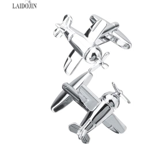 LAIDOJIN Fashion Silver Plated Aircraft Model Cufflinks for Mens High Quality Shirt Cuff buttons Cuff links Brand Fine Gift