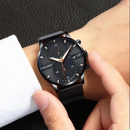 2021 Luxury Brand Men Calendar Quartz Watch Analog Fashion Casual Stainless Steel Mesh Thin Clock Wristwatch Relogio Musculino