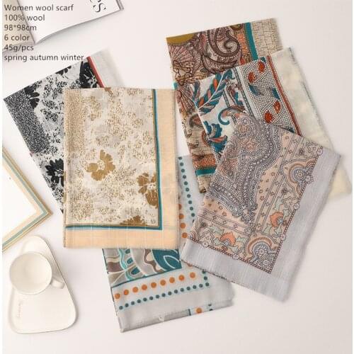 Naizaiga 100% wool print square 200s thin colorful flower worsted girl scarf girl female spring summer shawl , SN325