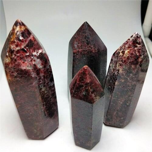 Natural Semi - Gemstone Single - Pointed Burgundy Garnet Crystal Raw Mineral Specimen Polished Healthy Healing Tower