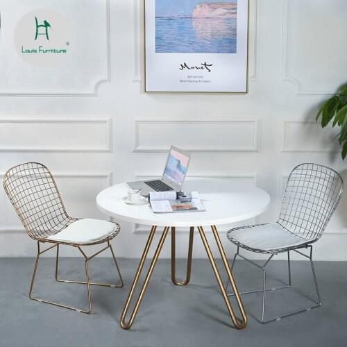 Louis Fashion Cafe Tables North European White Solid Wood Dining Small Family Circular Dining Business Casual