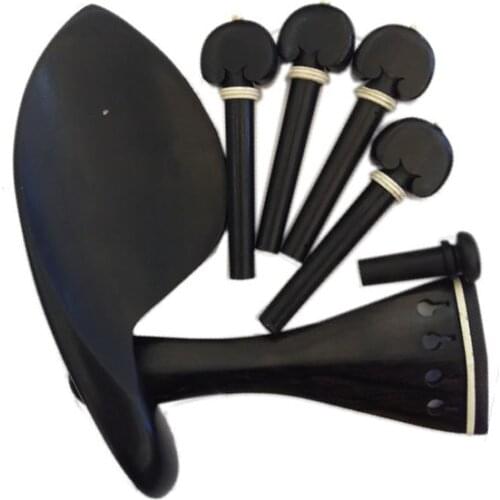 Wholesale Top Quality One Set of Ebony Violin Chinrest Drawplates Tailpiece and Pegs 4/4 3/4 1/2 1/4 Violino Accessories