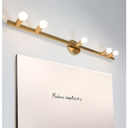 Postmodern golden mirror front wall lamp creative Nordic bathroom cloakroom living room bedroom bedside led wall lamp