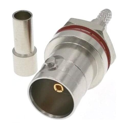 BNC Jack Female Bulkhead O-ring Crimp RG179 RG316 RG174 Cable RF Connector 75ohm