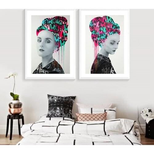 Modern Abstract Art Graffiti Woman Poster Canvas Painting Women Portrait Picture Oil Painting Prints Home Room Wall Art Decor
