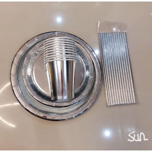 Wedding Birthday Party Rose Gold Tableware Plate Paper Cup Straw Party Supplies