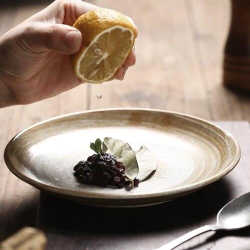 Japanese-style stoneware dish plate household creative personality shallow plate dinner plate steak dinner plate western dinner