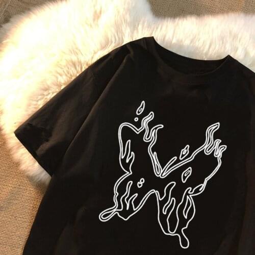 Hip Hop Art Butterfly Print Vintage Female Gothic Tops Ulzzang Streetwear Harajuku Punk Summer Casual Chic Loose Women T-Shirt