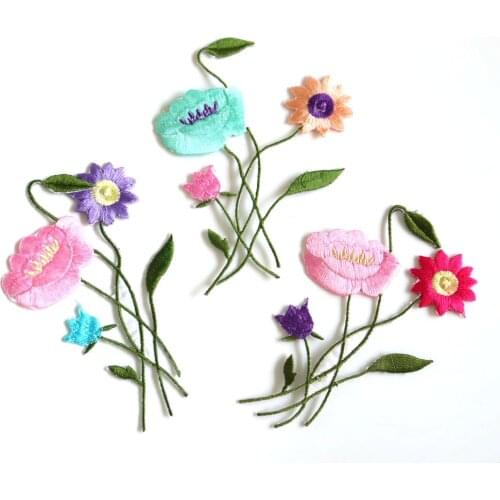 Embroidered water soluable flower Patches for clothing DIY sew on floral parches Embroidery lace appliques for dresses
