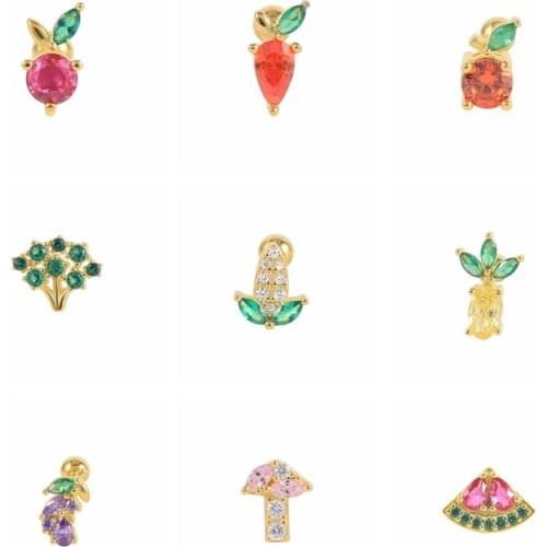 CANNER Pineapple Watermelon Radish Fruit Vegetable Earring For Women 925 Sterling Silver Piercing Stud Earring Pendiente Jewelry