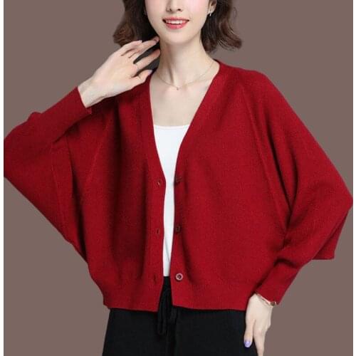 2021 Women New Spring Autumn Solid Knitted Jackets Female Sweater Cardigan Overcoats Ladies Short V-neck Knitwear Coats P382
