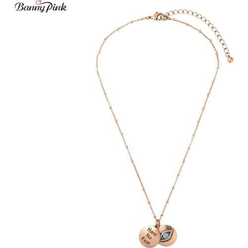 Banny Pink Power Letter Pendant Necklace For Women Vintage Sun Eye Charms Choker Necklace Chunky Metal Chain Choker Collar Colar
