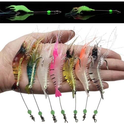 1Pc Artificial Soft Bait Luminous Swimbait Shrimp Fishing Lure with Hooks Fishing Tackle Freshwater/Saltwater
