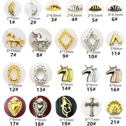 10pcs/lot Japan Korea 3D Alloy Nail Decorations Metal Unicorn Oval Nail Accessories DIY Charm Styling Tools Nail Art Parts