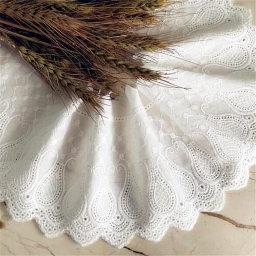 2Yard Ivory Cotton hollow diy handmade accessories gourd lace cotton trimming embroidered hem skirt DIY materail 12cm