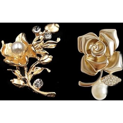 2019New 30Pcs Gold Flower pearl alloy branches button for DIY Wedding Bridal headdress jewelry accessories HZ553-HZ554