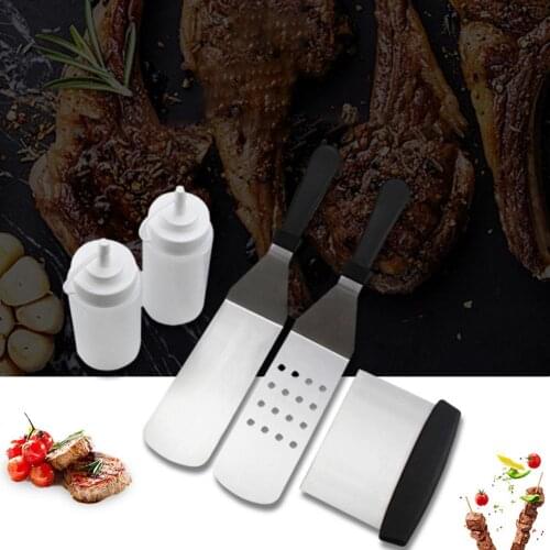 5Pcs Stainless Steel Kitchen Barbecue Spatula Scraper Squeezing Sauce Bottles BBQ Tools Kitchen Gadget Cooking Tools