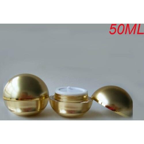 50g gold acrylic ball shape cream jar plastic jar for eye cream day cream capsule moisturizer gel cosmetic packing ball jar