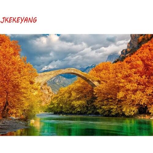 5D DIY square/round Diamond painting Autumn river landscape Cross Stitch Diamond Embroidery Pattern Rhinestone J1695