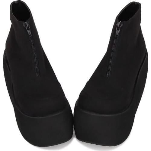 Angelic imprint New Arrival Round Toe Punk style Microfiber Platform Booties Ankle Boots Size 35-46