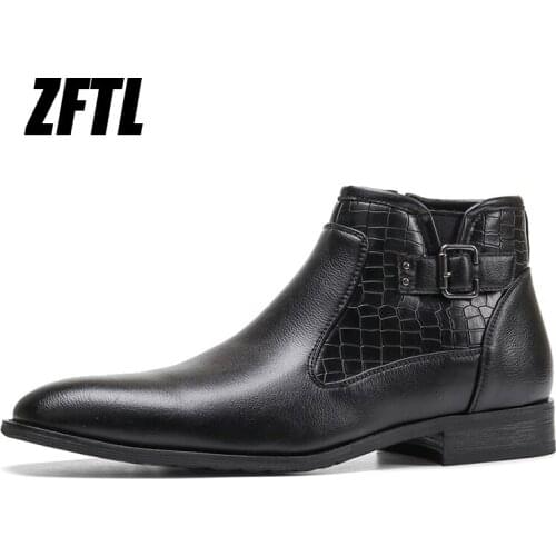 ZFTL Men Ankle boots man snow martins boots male British Gentleman boots winter snow boots large size Black man Chelsea boots