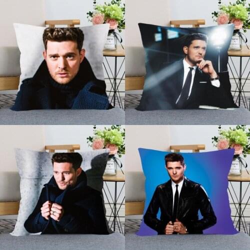 Michael Buble Pillow Case Modern Home Decorative Silk Fabric Pillowcase 40X40cm(one sides) For Living Room Pillow Cover 0511