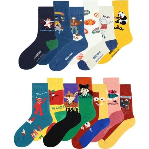 COSPLACOOL Cartoon Art Funny Socks Skarpetki Creative Animals Tomato Panda Socks Women Harajuku Cute Calcetines Mujer Divertidos