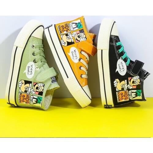 2021 Spring Autumn Mickey kids high-top cartoon student shoes boys girls casual sports shoes middle small children size 25-37
