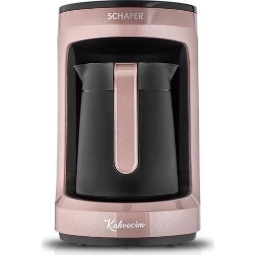 HERSEYSTORE Schafer Kahvecim Automatic Turkish Coffee Machine 4 Cups - Black - Red - Rose