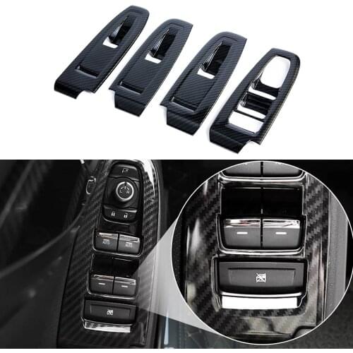 JEAZEA 4Pcs ABS Carbon Fiber Interior Door Window Lift Button Switch Panel Cover Trim Molding For Subaru XV Crosstrek 2018 LHD