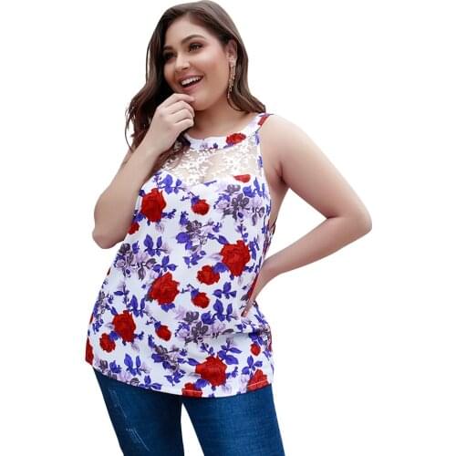 Sale Women Floral Printed Vest Streetwear Sleeveless Tshirts Female Summer Loose Tank Tops Plus Size Ladies Casual Shirt